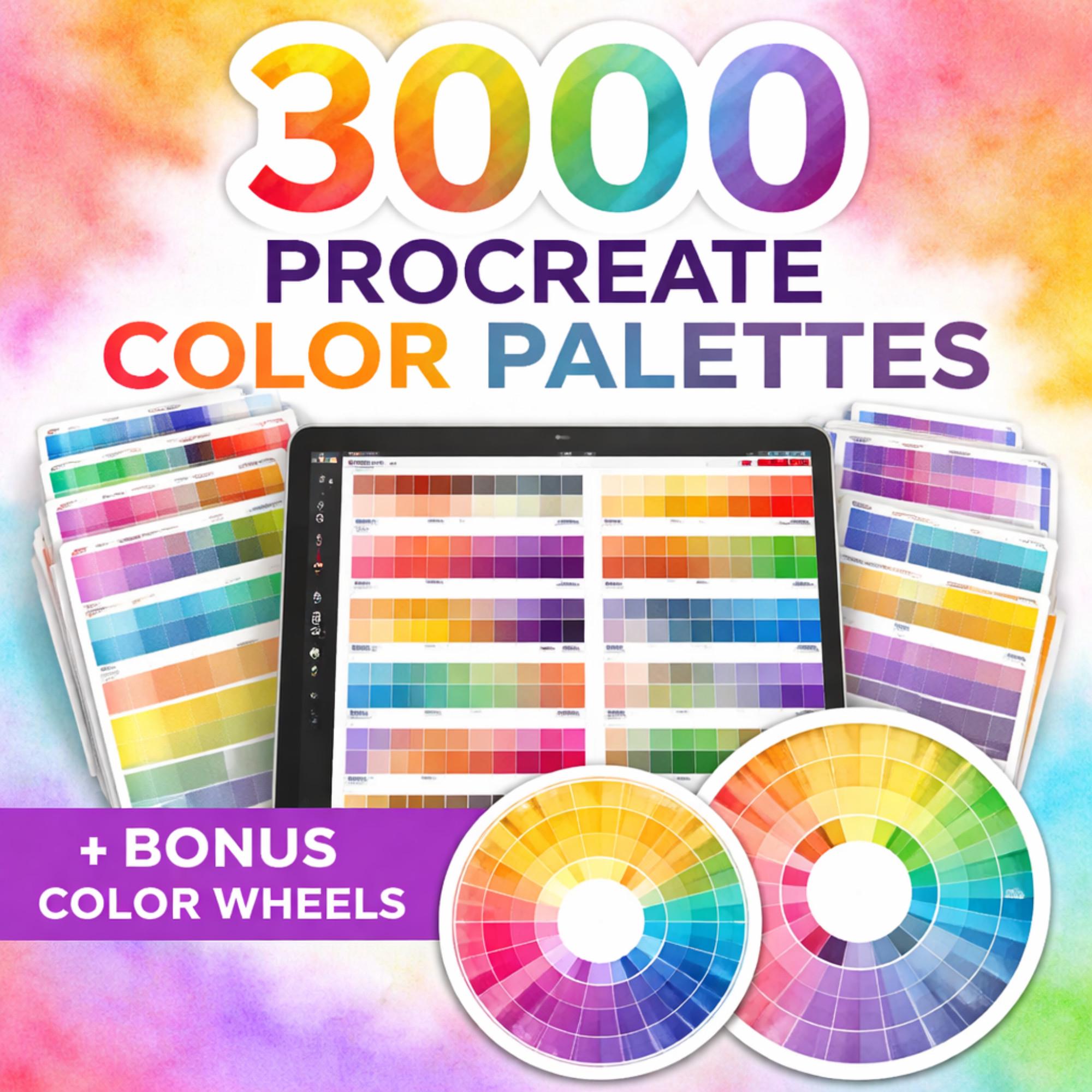 3000 Procreate Color Palettes | Ultimate Swatches + 2 Color Wheels ...