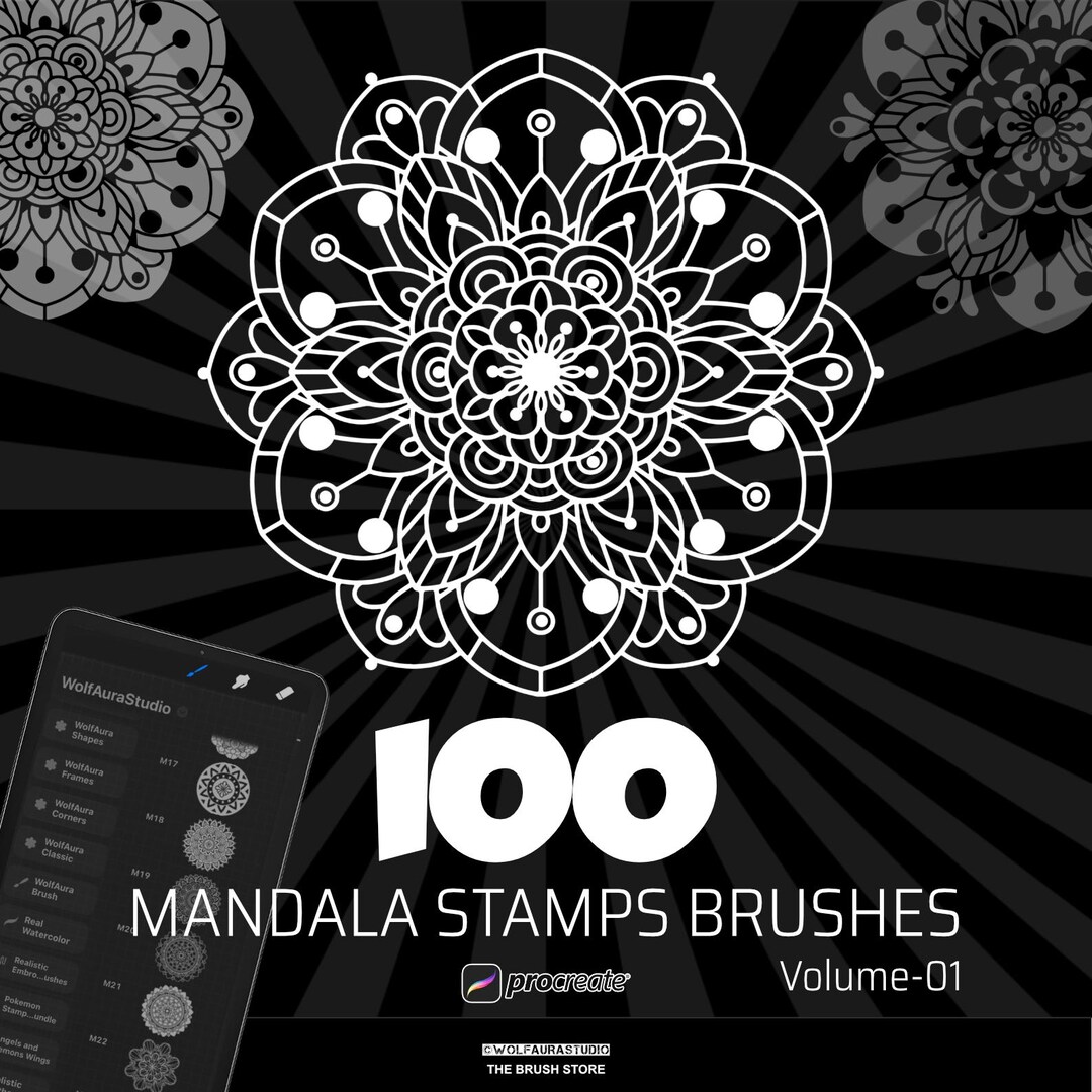 Procreate Mandala Stamp Brushes - Symmetrical Art Designs (vol I ...