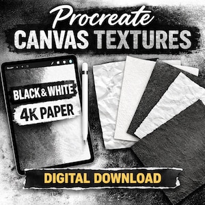 Procreate Canvas Textures | Black & White 4K Paper (Digital Download)