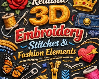 Embroidery Procreate Brushes: 120 Stitch & Fabric Styles (Digital Download)