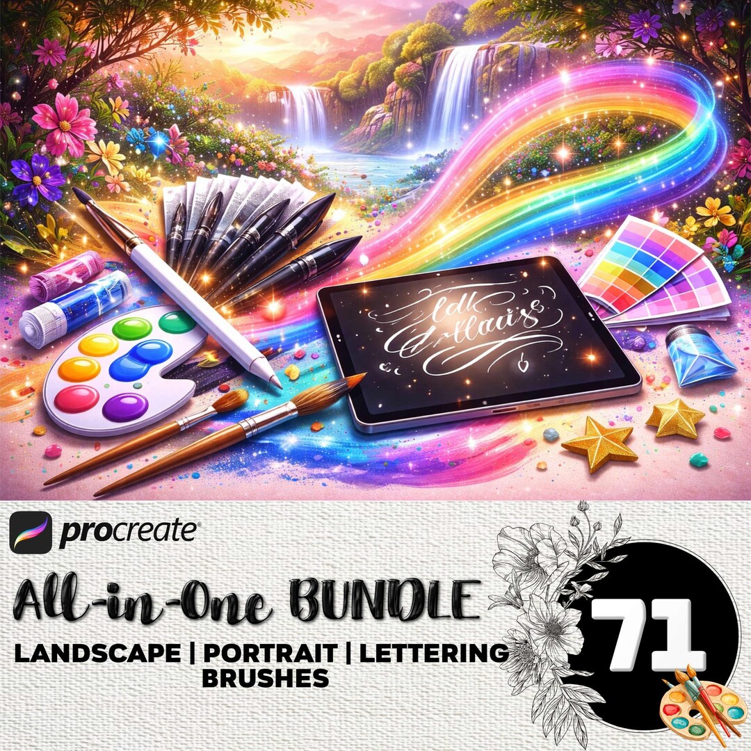Procreate Brushes Bundle for Landscape | Portrait | Lettering Artist ...