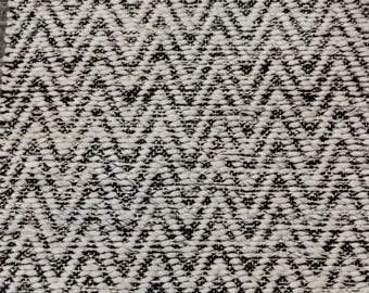 Handwoven Chunky Black & White Braided Wool Rug - custom size Modern Textured Area rug