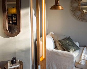 Floor Lamp - Limestone Model | Warm LED Light, Native Wood, Concrete Base