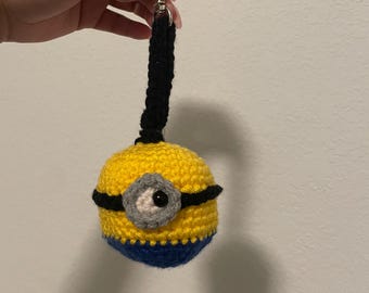 Minion, handgemaakt, gehaakt, minions, amigurumi, One Eye Minion, sleutelhanger, Despicable Me Minion verlichting geïnspireerd hangende sleutelhanger sleutelhanger