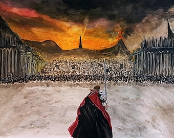 Lámina artística de Aragorn en la Puerta Negra - Acuarela de El Señor de los Anillos -
