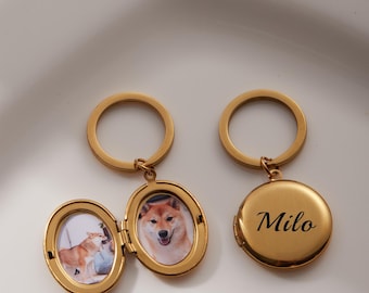 Llavero con medallón grabado personalizado con foto, llavero redondo u ovalado personalizado, regalo de recuerdo para mamá o abuela