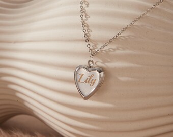Personalized Engraving Heart Locket Necklace, Engraved Photo Necklaces with Birthstone,  Memorial Gift For BF GF Couple, Anniversary Gift