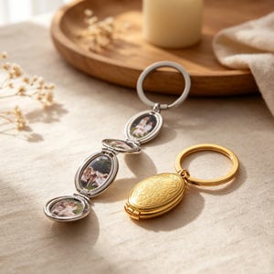 Personalized Multi Photo Locket Keychain, Family Photo Keychain, Custom Engraved Picture Keychain, Memory Gift for Mom or Grandma