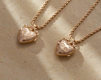 Vintage medaillon fotoketting, gouden hart foto medaillon hanger, gepersonaliseerde herinnering aandenken cadeau voor haar