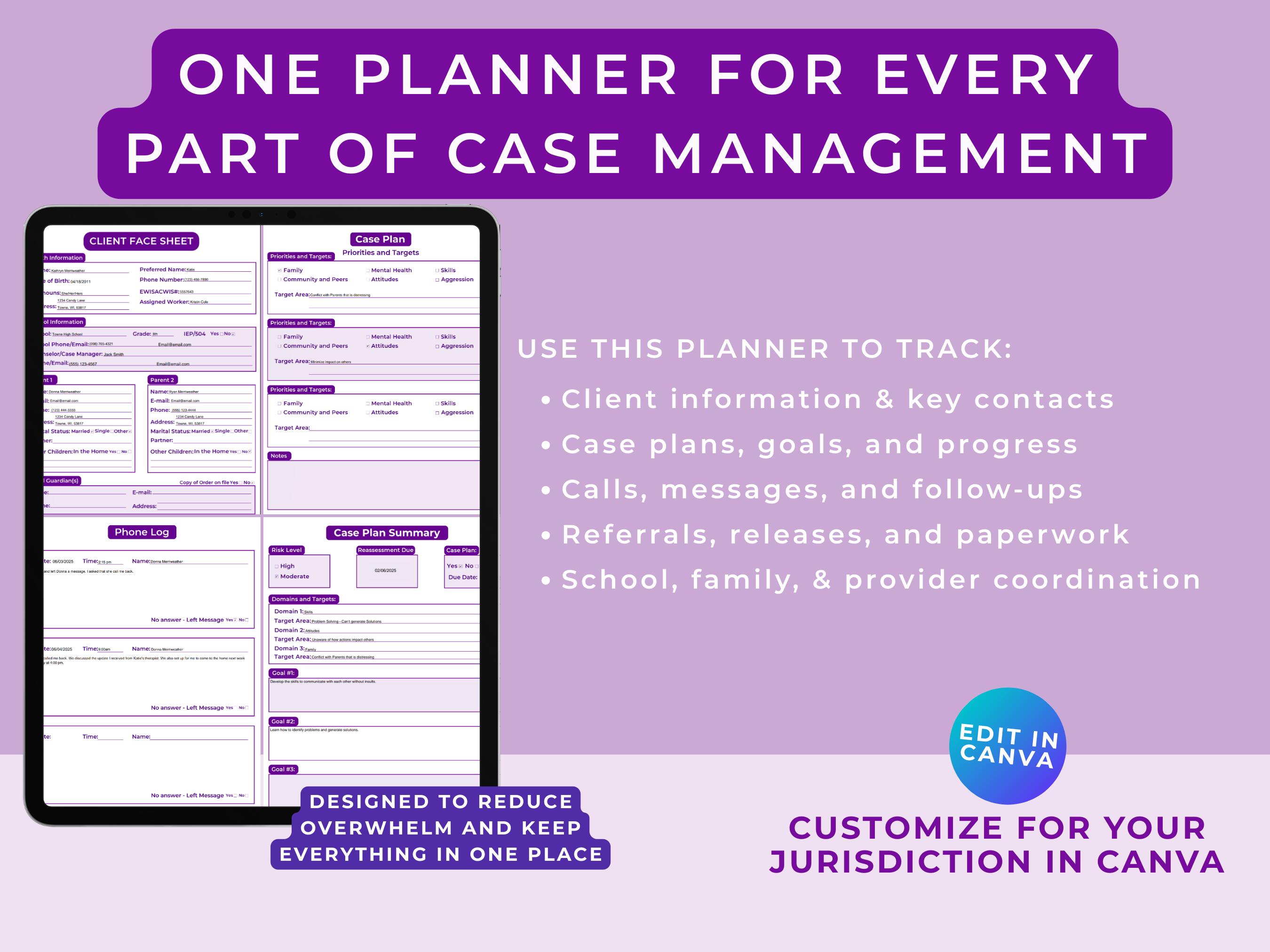 Social Work Case Planning Bundle | Editable Case Management Templates ...