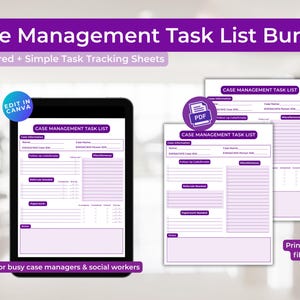Pacote de Lista de Tarefas para Gestão de Casos | Planejador para Serviço Social (PDF preenchível e Canva)