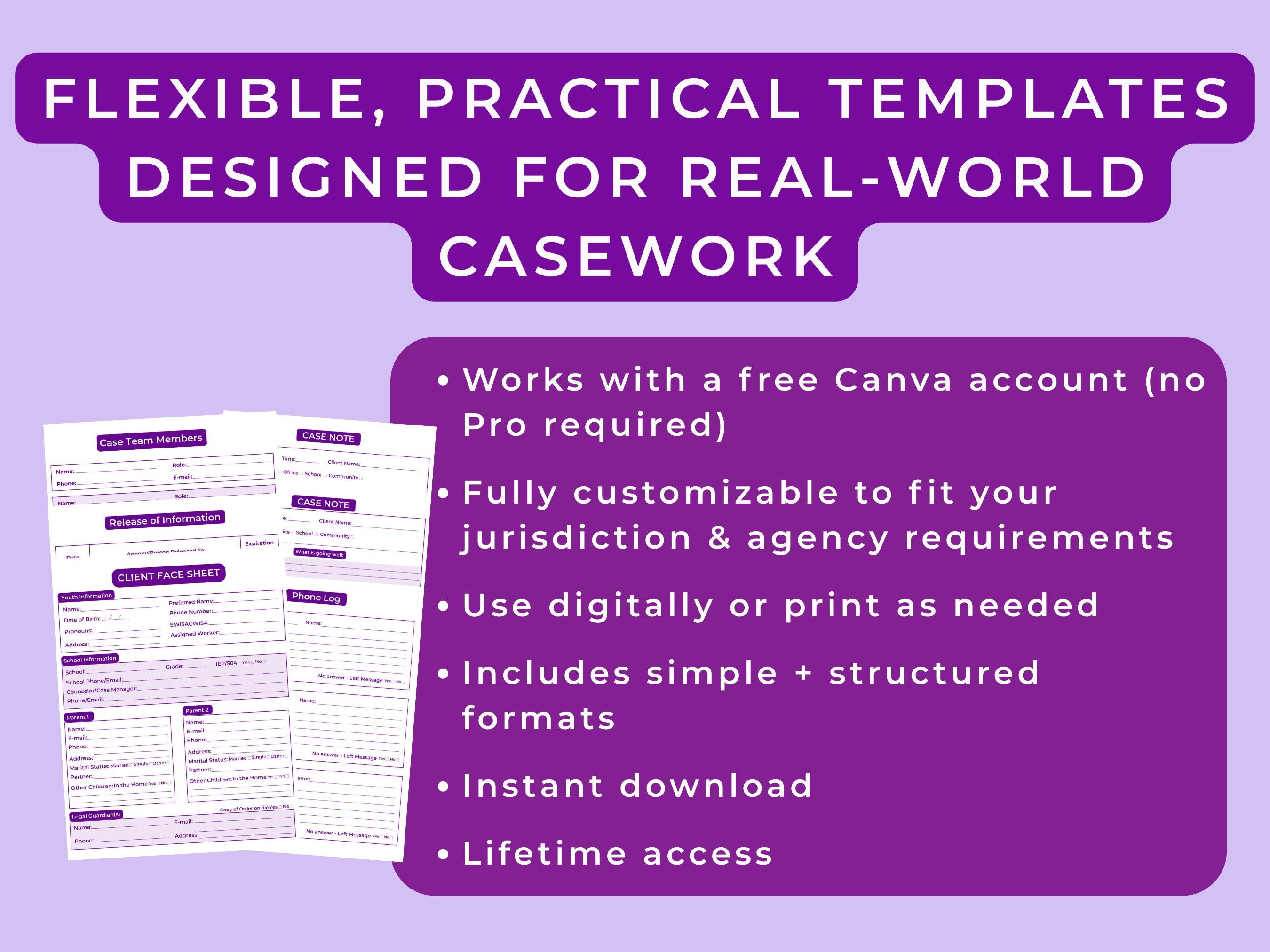 Social Work Documentation Templates | Fillable PDF & Canva - Etsy