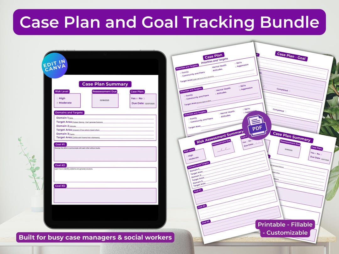 Case Plan and Goal Tracking Bundle| Printable and Fillable PDF ...