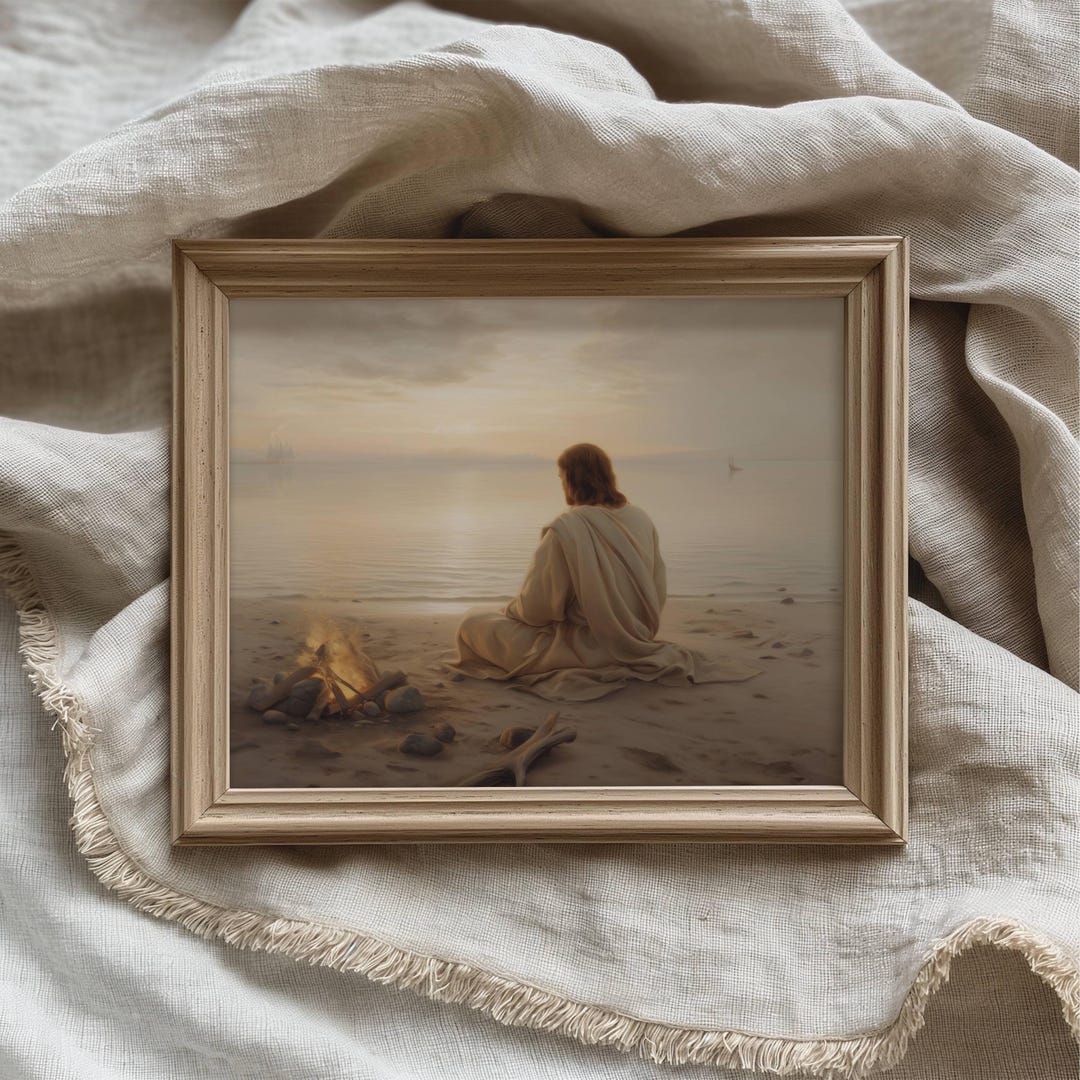 Jesus Breakfast Shore Art Print – John 21 Christian Bible Wall Art ...