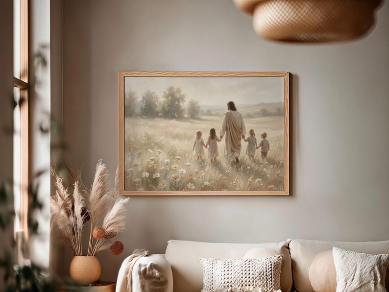 Jesus Walking With Children Art Print – Christian Wall Art ...