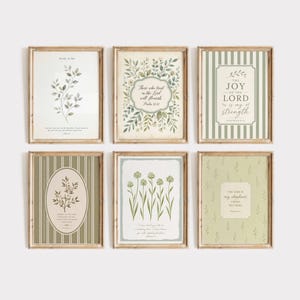 Christian Sage Green Bible Verse Prints, Cottagecore Scripture Wall Art (Digital Download)