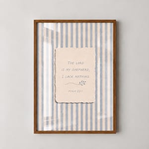 Wandbild mit Psalm 23,1 | Staubige blaue Streifen, Cottagecore-Bibelvers-Druck (Digitaler Download)