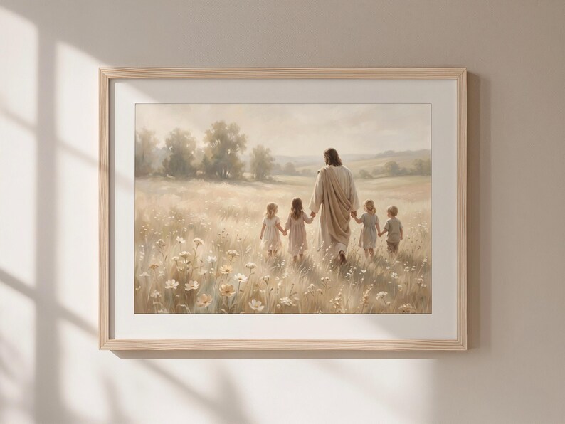 Jesus Walking With Children Art Print – Christian Wall Art ...