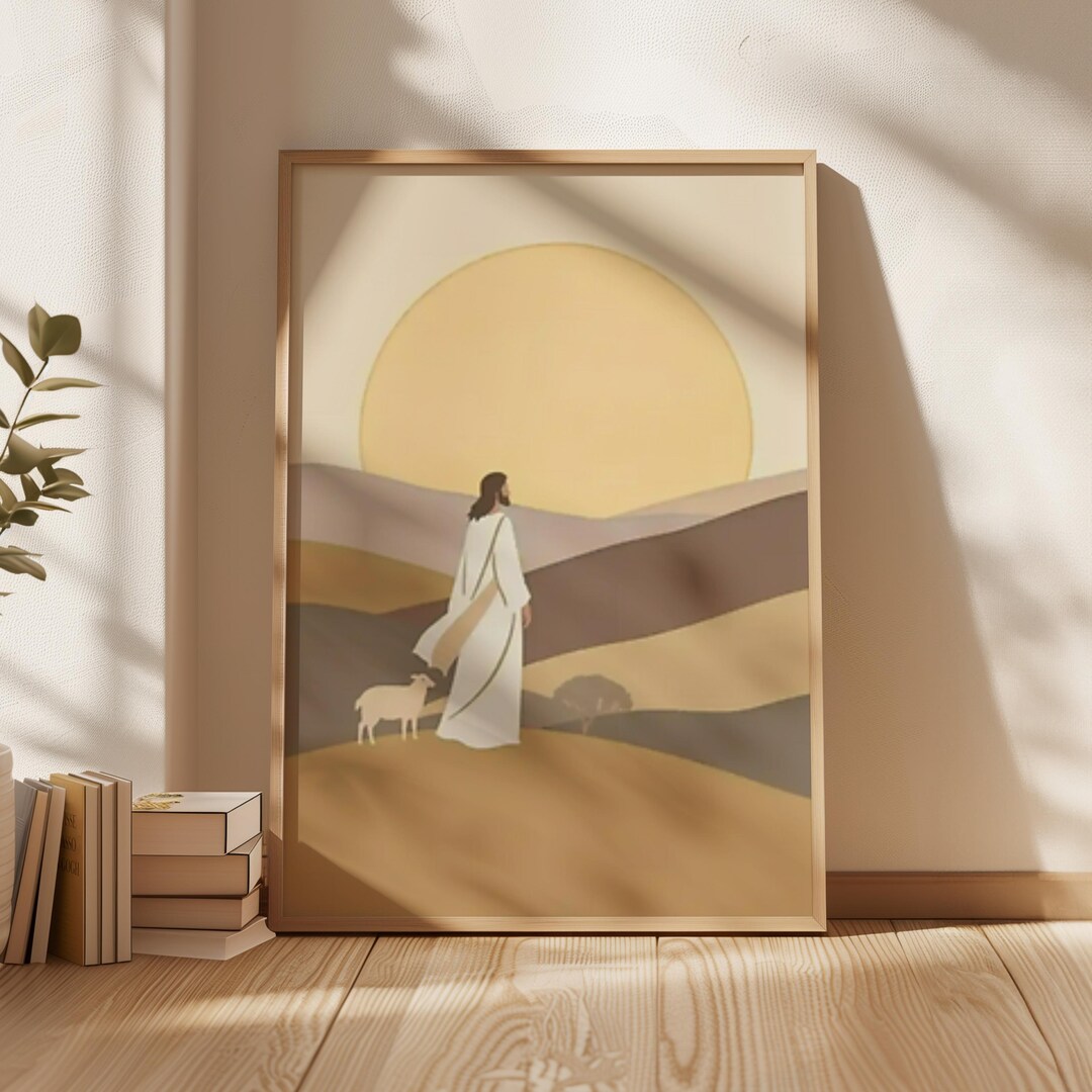 Jesus With Lamb Print: Minimalist Christian Wall Art (digital Download ...