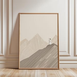 Minimalist Christian Wall Art | Jesus on the Mountain | Modern Neutral Bible Verse Inspired Print