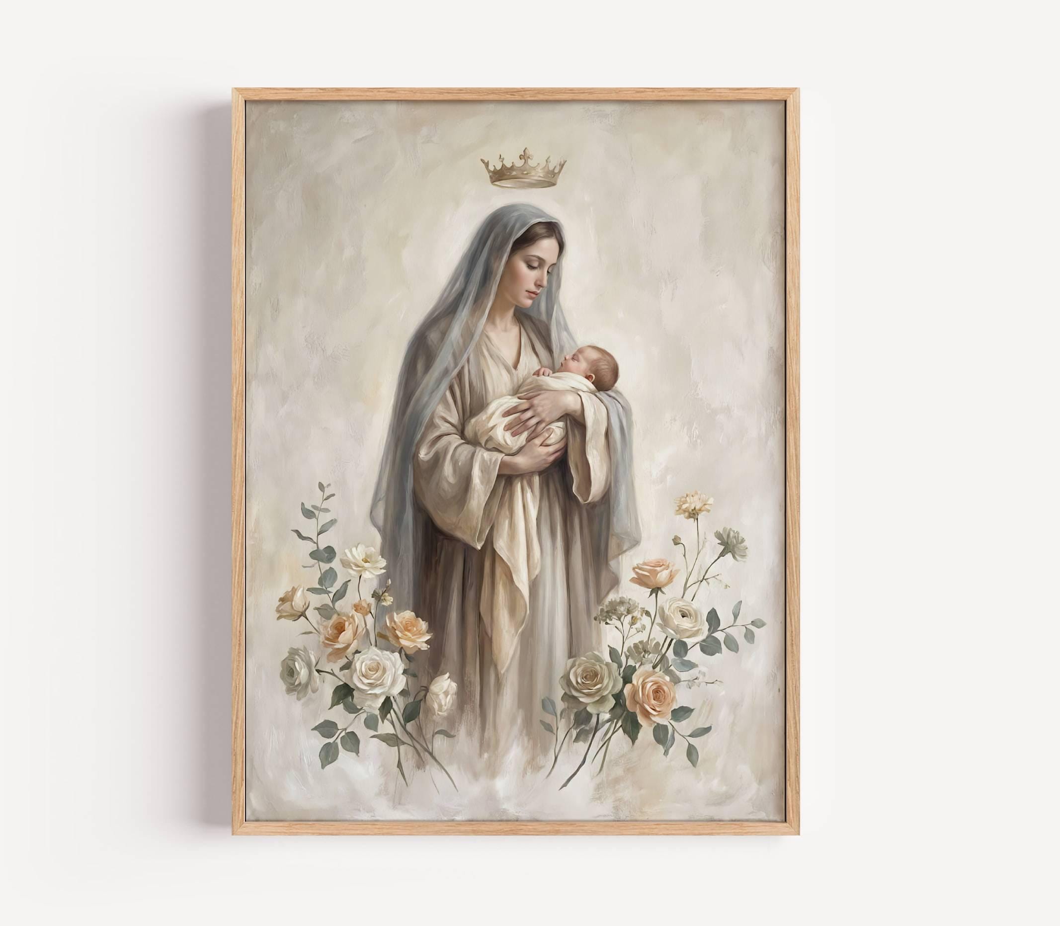 Madonna and Child Art Print, Virgin Mary Devotional Wall Art (digital ...