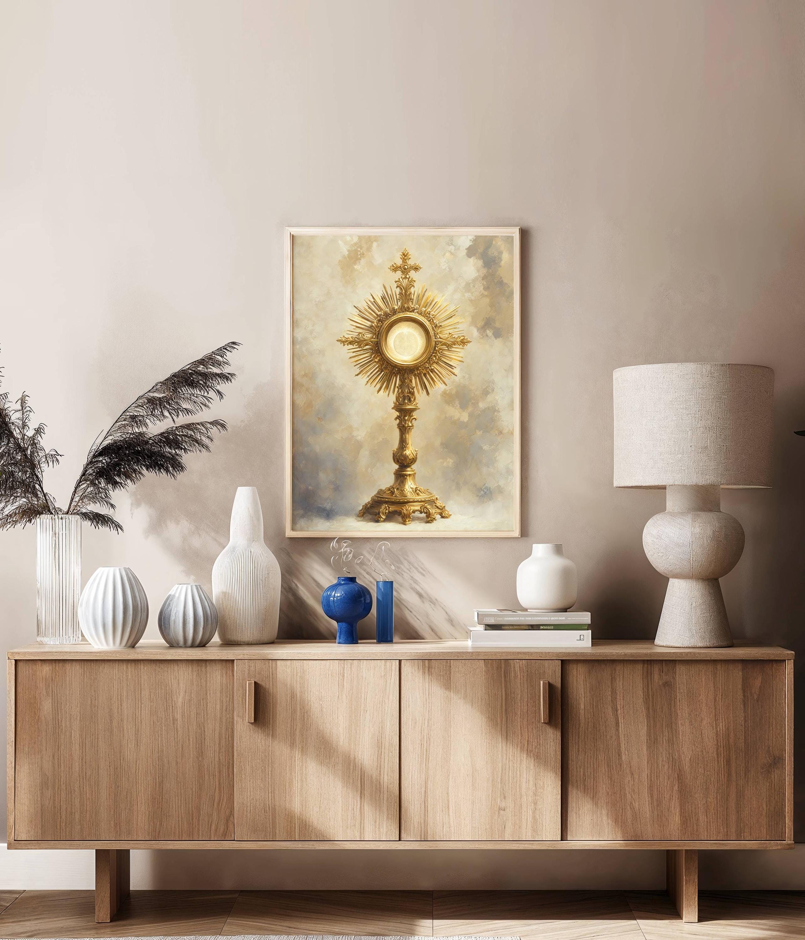 Sacred Gold Monstrance Religious Wall Art | Catholic Holy Eucharist ...