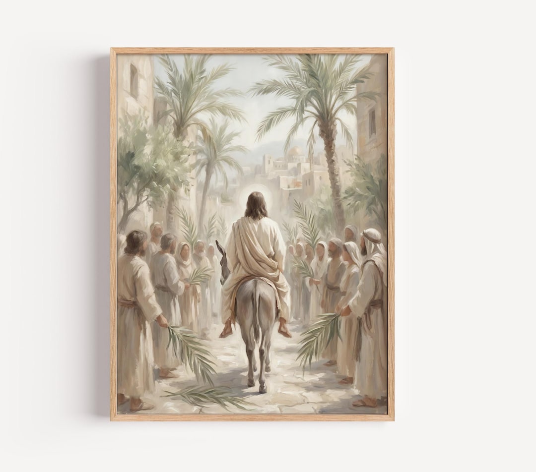 Palm Sunday Art Print, Jesus Entry Into Jerusalem, Holy Week Decor ...