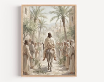 Palm Sunday Art Print, Jesus Entry into Jerusalem, Holy Week Decor (Digital Download)