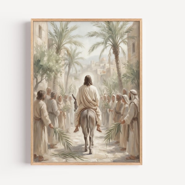 Palm Sunday Art Print, Jesus Entry into Jerusalem, Holy Week Decor (Digital Download)