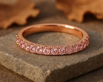 ハーフエタニティピンクサファイアリング ピンクサファイア ハーフエタニティ K18