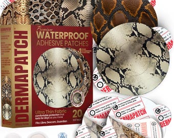 Dexcom G7-patches - waterdichte stickers die ook passen: Freestyle Libre 2/3/3+ en G6 - luxe slangenleer