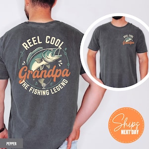 Reel Cool Grandpa Fishing Shirt, Retro Fisherman Gift for Papa, Funny Fishing Tee