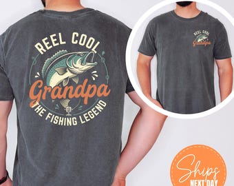 Reel Cool Grandpa Fishing Shirt, Retro Fisherman Gift for Papa, Funny Fishing Tee