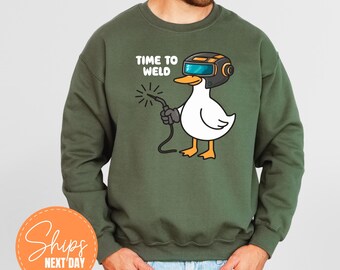 Funny Welder Sweatshirt, Welding Gift For Men, Blue Collar Humor Tradesman Crewneck