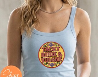 Vintage Graphic Ribbed Tank Top, Retro Sarcastic Vulgar Tee, Y2K Style Top