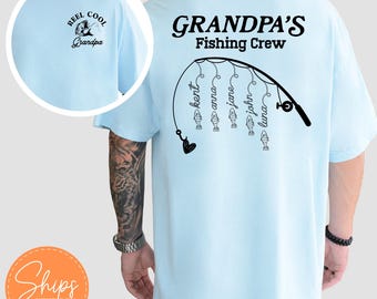 Grandpa Fishing T-Shirt | Personalized Names Tee, Custom Fishing Grandpa Gift