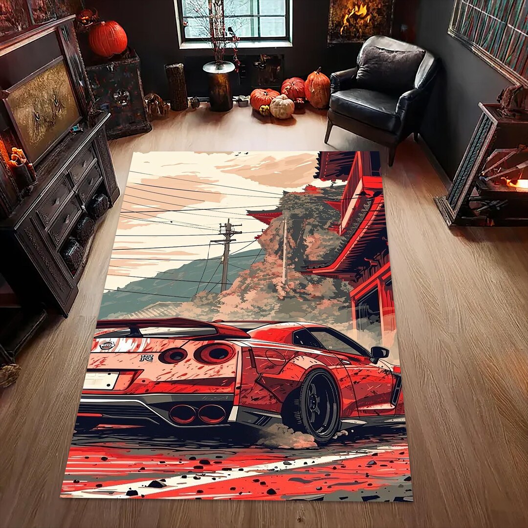 R35 Rug Nissan R35 Rug, Sports Car Print Rug, Gift for Car Lovers, Man Cave ...