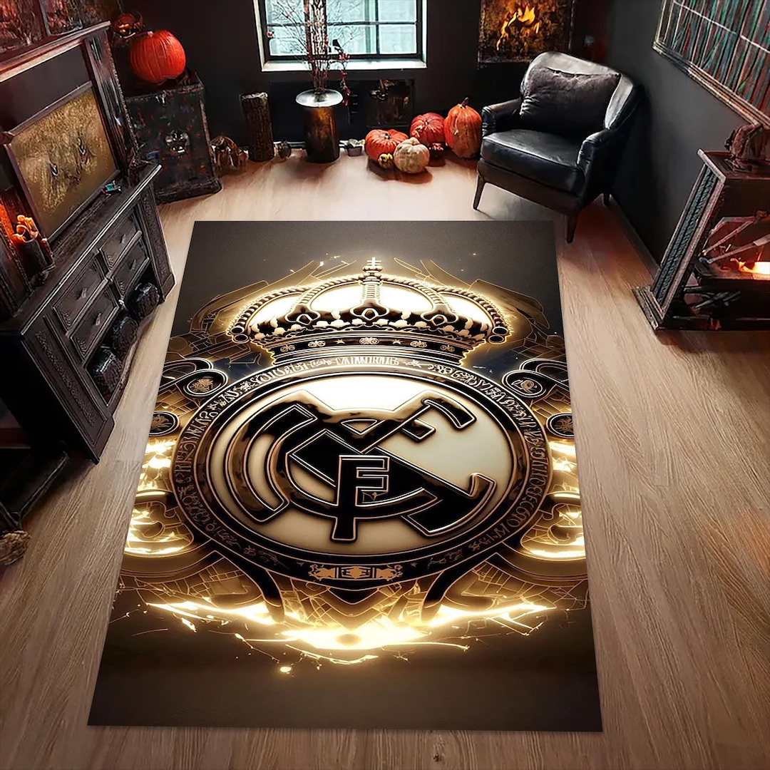 Real Madrid Rug, Real Madrid Logo Rug: Personalized Sports Fan Decor ...