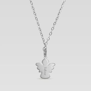 Angel Pendant Necklace with Engraving - Personalized Silver Angel Jewelry