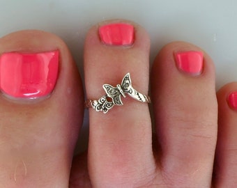 Butterfly Toe Ring • Sterling Silver • Custom Fitted to Your Toe • TR17