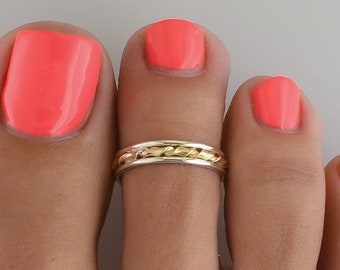 Triple with Twist • Toe Ring • Two Tone Toe Ring • Midi Ring • Stacking Rings • Minimalist Ring • Toe Rings • Midi Ring • Midi Rings • TR22