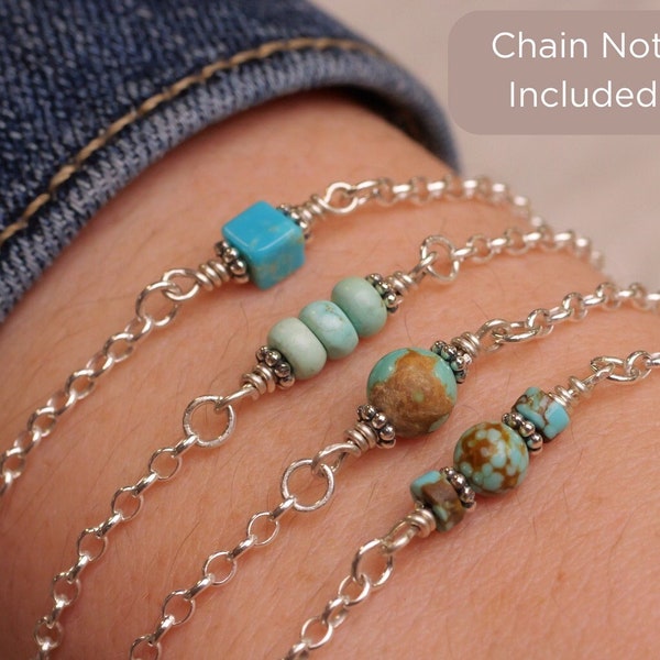 RARE Number 8 Mine Turquoise Connector Permanent Jewelry Charm • Cowgirl Style Permanent Bracelet Connector • Finished Bracelets Optional