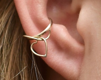 Dangle Heart Ear Cuff • Gold Filled • Decorate Without Piercing • EC312