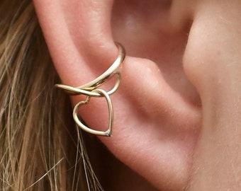 Dangle Heart Ear Cuff • Gold Filled • Non Piercing • EC312