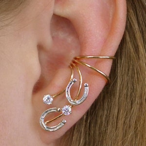 Hufeisen • Ohrmanschette • Ohrmanschette • Ohrmanschette • Ohrkriecher • Silberne Ohrmanschette • Gold Ohrmanschette • Ohne Piercing • Pferde Ohrmanschette • EW124