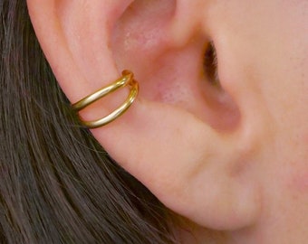Double Band • Ear Cuff • Silver Ear Cuff • Gold Ear Cuff • Non Pierced • Fake Piercing • Ear Cuffs • Middle Fit • Ear Jewelry • EC301