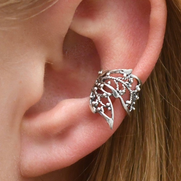 4pcs/set 925 Sterling Silver Earring Post Gold Ear Cuff Non-Pierced Double Row C