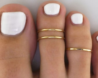 Double Line and Skinny Hammered • Adjustable Toe Rings • Single or Set • Midi Rings • Minimalist Rings • TRA81/TRA00-H