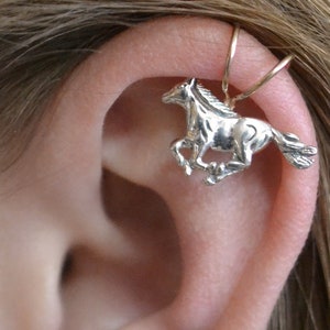 Horse • Ear Cuff • Helix Ear Cuff • Ear Wrap • Silver Ear Cuff • Helix Ear Cuffs • Cartilage Ear Cuff • Fake Ear Piercing • EC814