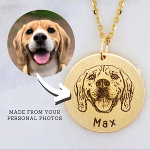 Pet Portrait Jewelry Necklace • Dog Photo Jewelry Necklace • Engraved Pet Photo • Memorial Pet Necklace • Dog Loss Gift Jewelry